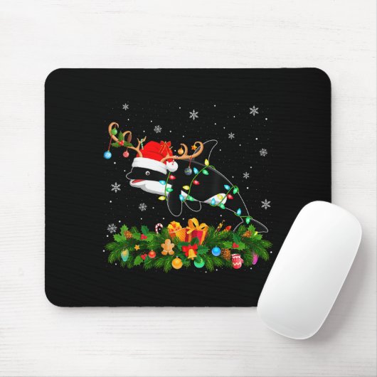 Orca Whale Christmas Lights Reindeer Santa Xmas Ad Mousepad (Mit Mouse)