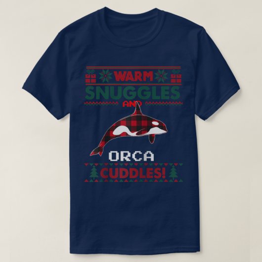 Orca Whale Christmas PajamaUgly Weihnachtssüßer T-Shirt (Design vorne)