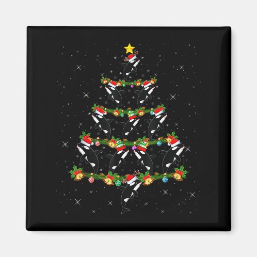 Orca Whale Christmas Tree Lights Santa Funny Sea A Magnet (Vorne)