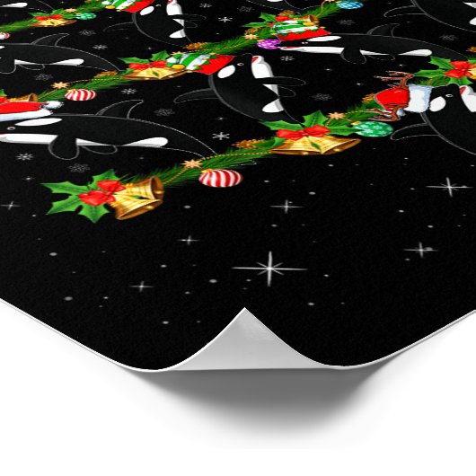Orca Whale Christmas Tree Lights Santa Funny Sea A Poster (Ecke)