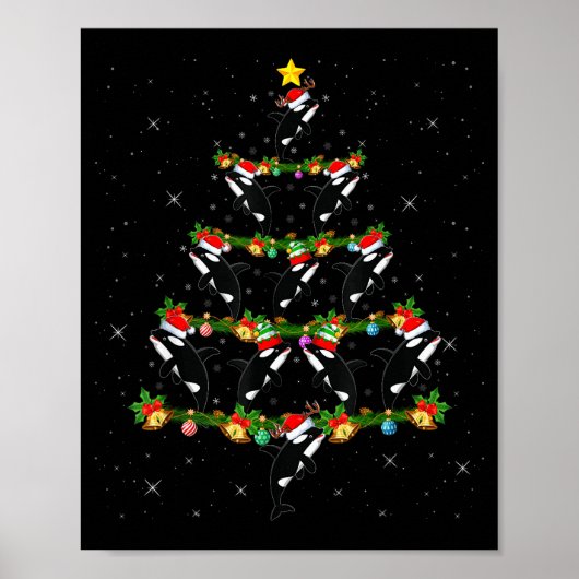 Orca Whale Christmas Tree Lights Santa Funny Sea A Poster (Vorne)