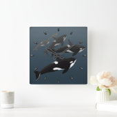 Orca Whale Clock Killer Whale Decke Whale Geschenk Quadratische Wanduhr (Zuhause)