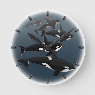 Orca Whale Clock Killer Whale Decor Whale Gifts Runde Wanduhr