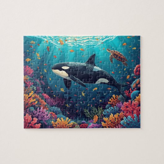 Orca Whale Coral Reef Underwater Art Puzzle (Horizontal)