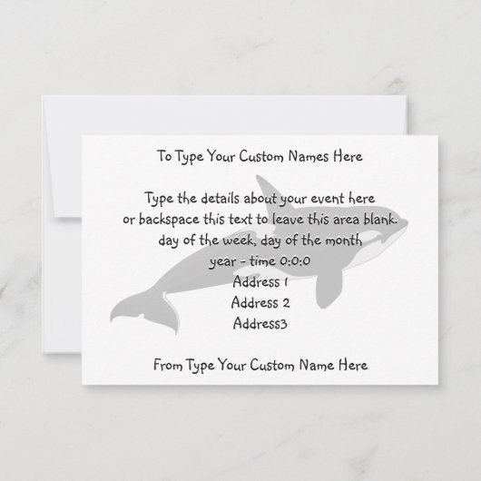 Orca Whale Einladung Personalisiert Wal UAWG (Rückseite)