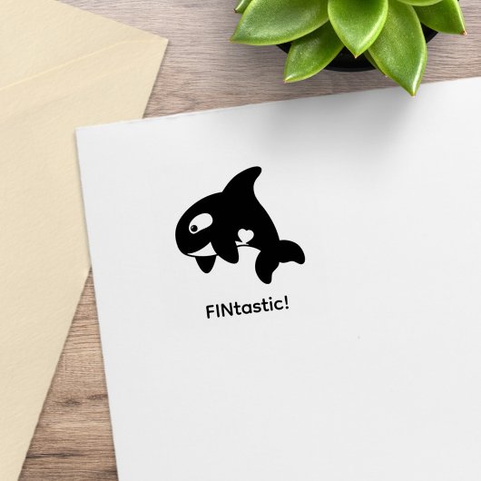 Orca Whale - FINtastic (fantastisch) Quote Gummistempel