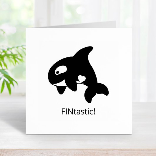 Orca Whale - FINtastic (fantastisch) Quote Gummistempel