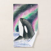 Orca Whale Galaxy Northern Lights Stars Wasserfarb Badhandtuch Set (Handtuch)