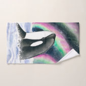 Orca Whale Galaxy Northern Lights Stars Wasserfarb Badhandtuch Set (Handtuch)