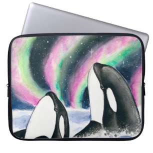 Orca Whale Galaxy Northern Lights Stars Wasserfarb Laptopschutzhülle