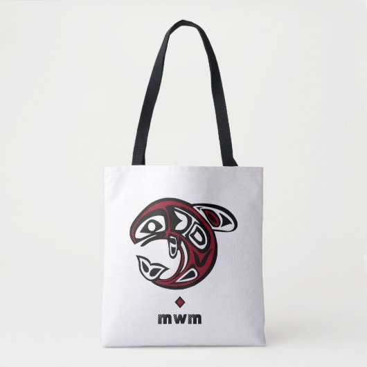 Orca Whale Haida Design — Monogram Schultertasche Tasche (Vorderseite)