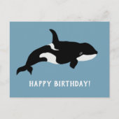 Orca Whale Illustration Cetacea Happy Birthday Postkarte (Vorderseite)