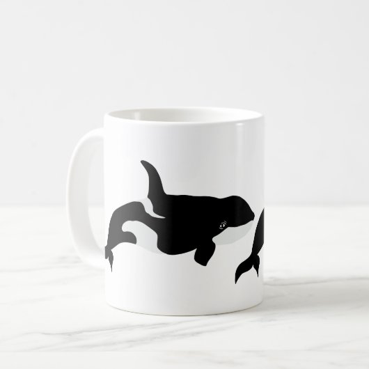 Orca Whale Illustration Cetacea White Kaffeetasse (Vorderseite Links)