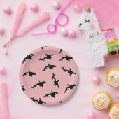 Orca Whale Illustration Pod Muster Ozean Rosa Pappteller (Party)