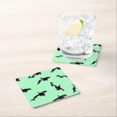 Orca Whale Illustration Pod-Muster Seezunge Rechteckiger Pappuntersetzer (Vor Ort)