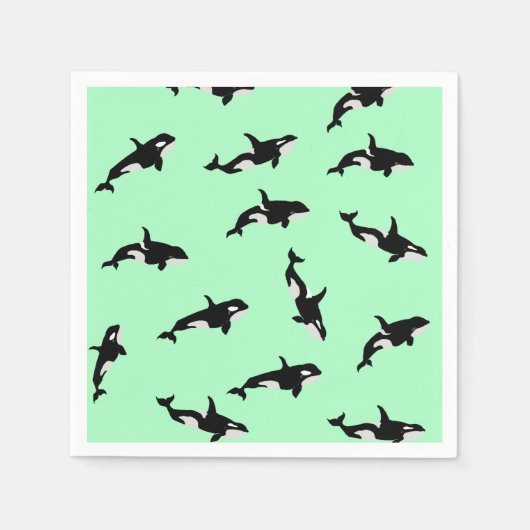 Orca Whale Illustration Pod-Muster Seezunge Serviette (Vorderseite)