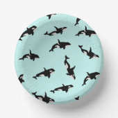 Orca Whale Illustration Pod Pattern Sea Baby Blue Pappteller (Vorderseite)