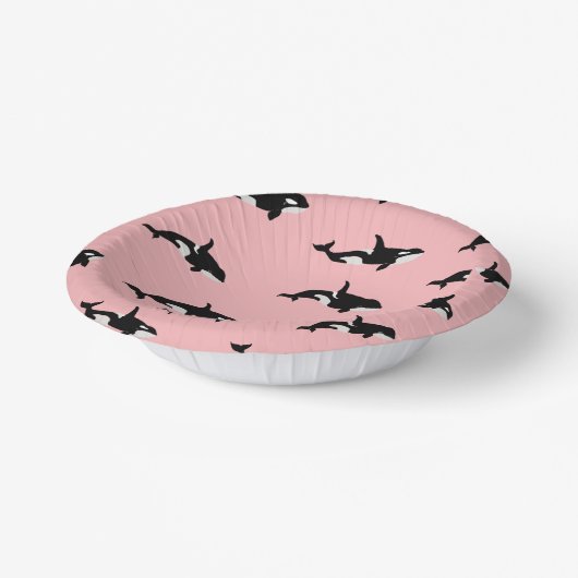 Orca Whale Illustration Pod Pattern Sea Baby Pink Pappteller (Gewinkelt)