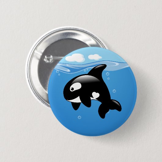 Orca Whale im Ozean Button (Vorne & Hinten)