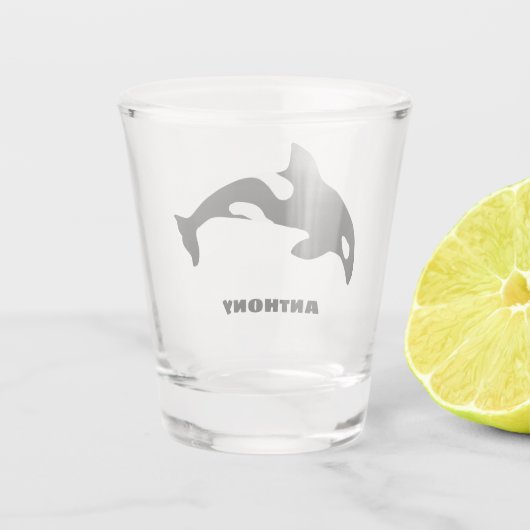 Orca Whale, Killer Whale Personalisiert Schnapsglas (Rückseite)
