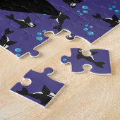Orca Whale mit Blasen Lila blauer Hintergrund Puzzle (Seite)