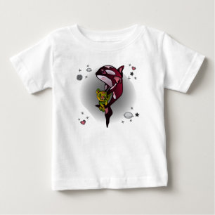 Orca Whale mit Teddy Bear im Space Graphic Design Baby T-shirt