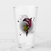 Orca Whale mit Teddy Bear im Space Graphic Design Glas (Vorderseite)
