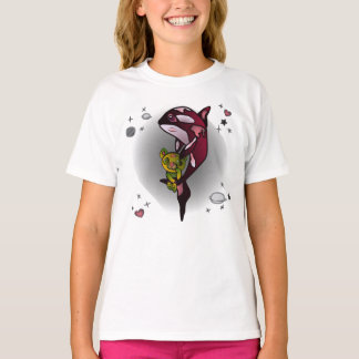 Orca Whale mit Teddy Bear im Space Graphic Design T-Shirt
