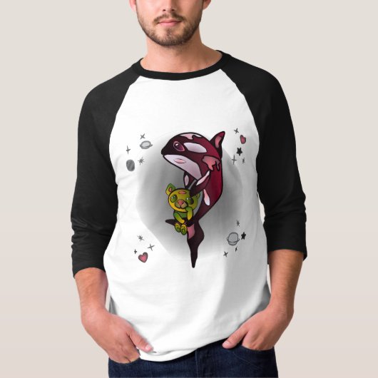 Orca Whale mit Teddy Bear im Space Graphic Design T-Shirt (Vorderseite)
