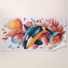 Orca Whale Ocean Art Illustration Strandtuch