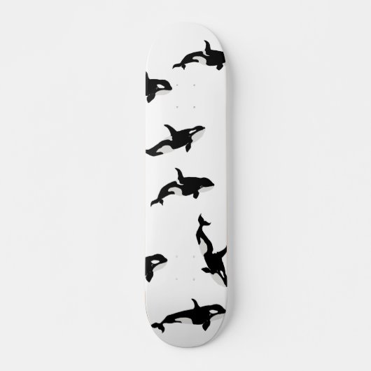 Orca Whale Pod Muster Ozean Weiß Skateboard (Vorne)