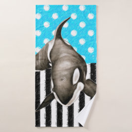 Orca Whale Polka Dot Blue Badhandtuch Set
