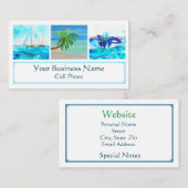 Orca Whale Sailboat Palm Tree Ocean Beach Tropical Visitenkarte (Vorne/Hinten)