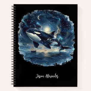 Orca Whale Sailing Nautical Ship School Notebook Notizblock
