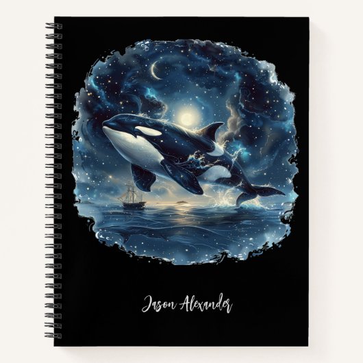 Orca Whale Sailing Nautical Ship School Notebook Notizblock (Vorderseite)