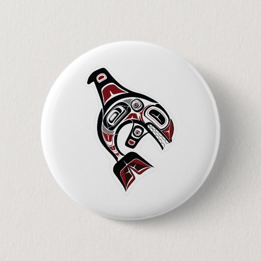 Orca Whale Salish Design Pazifik Nordwestliche Ein Button (Vorderseite)