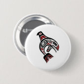 Orca Whale Salish Design Pazifik Nordwestliche Ein Button (Vorne & Hinten)