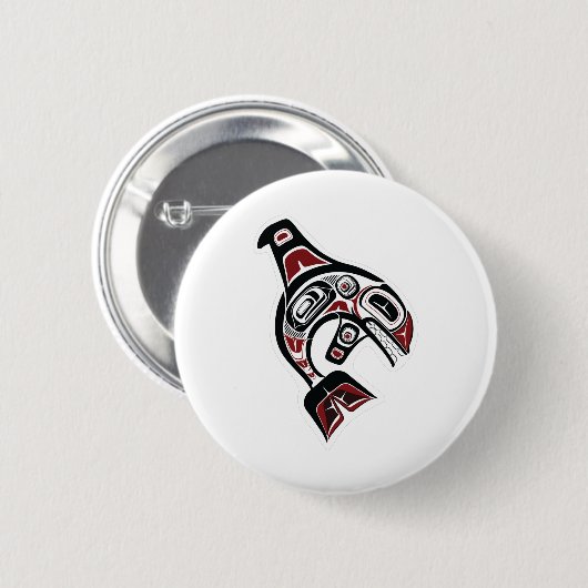 Orca Whale Salish Design Pazifik Nordwestliche Ein Button (Vorne & Hinten)