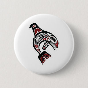 Orca Whale Salish Design Pazifik Nordwestliche Ein Button