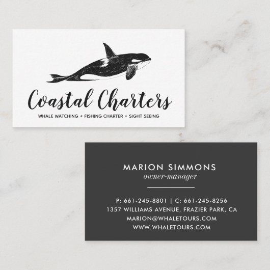 Orca Whale Sketch Business Card Visitenkarte (Vorne/Hinten)