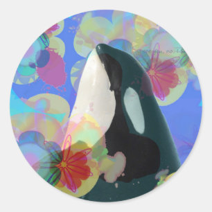 Orca Whale Spy Hop Multicolor Graphic-I SEHEN Sie Runder Aufkleber