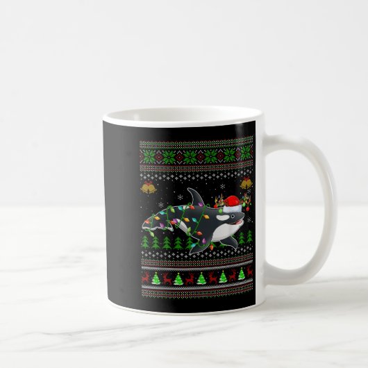 Orca Whale Ugly Christmas Sweaters Santa Sea Anima Kaffeetasse (Rechts)
