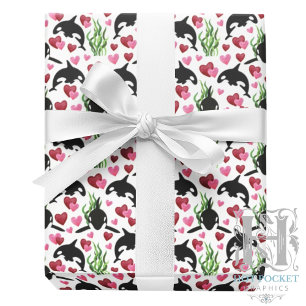 Orca Whale Valentine Wrapping Paper Geschenkpapier