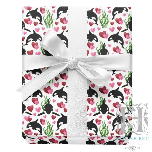 Orca Whale Valentine Wrapping Paper Geschenkpapier
