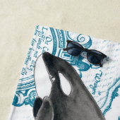 Orca Whale Vintage Karte Strandtuch (Beispiel)