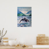Orca, Whale Wasserfarbe zeichnend Werteposter Poster (Küche)