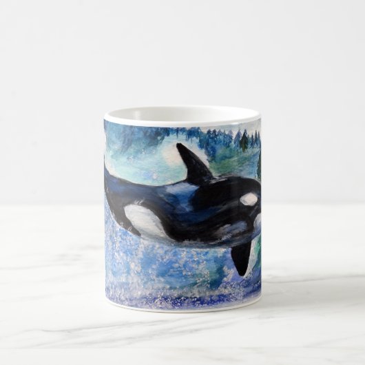 Orca Whale Watercolor Tasse (Mittel)