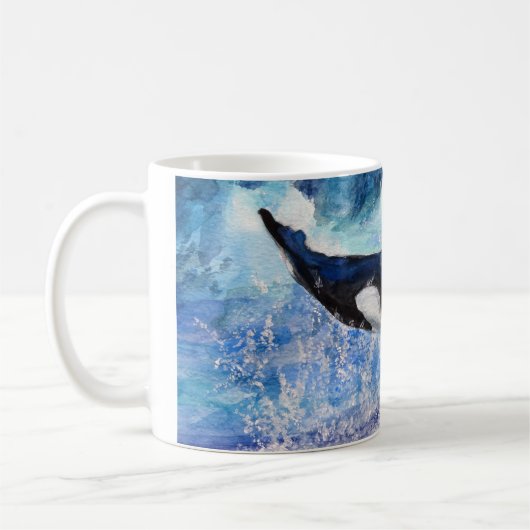 Orca Whale Watercolor Tasse (Links)