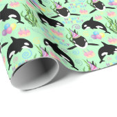 Orca Whale Wrapping Paper in Green Geschenkpapier (Rolleneckpunkt)