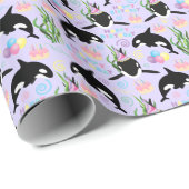 Orca Whale Wrapping Paper in Purple Geschenkpapier (Rolleneckpunkt)
